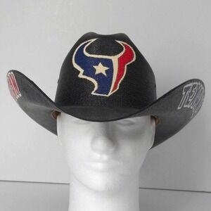 Resistol Double RR 7X Black Straw NFL Texans Hand Painted Western Cowboy Hat 7.5